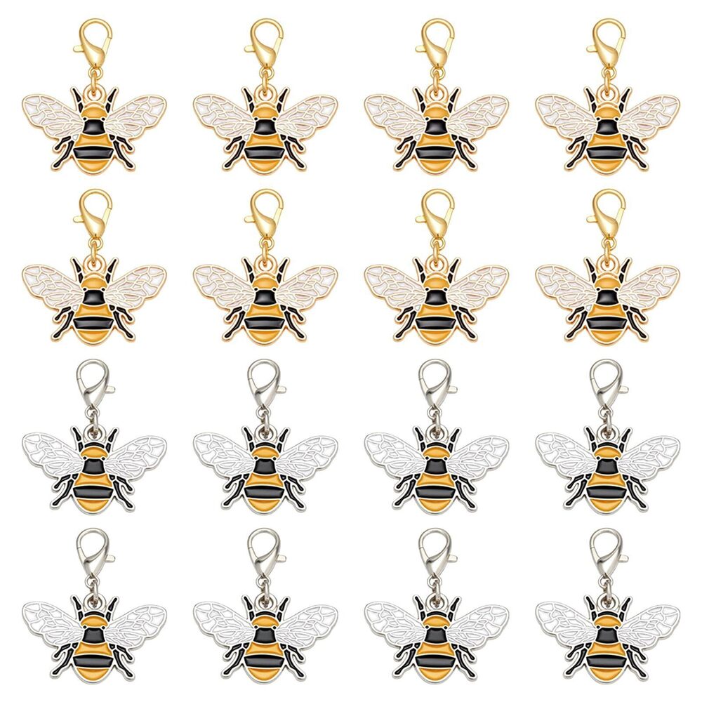 4277 32PCS Enamel Bee Alloy Pendant, 2 Colors Honeybee Charm Animal Dangle